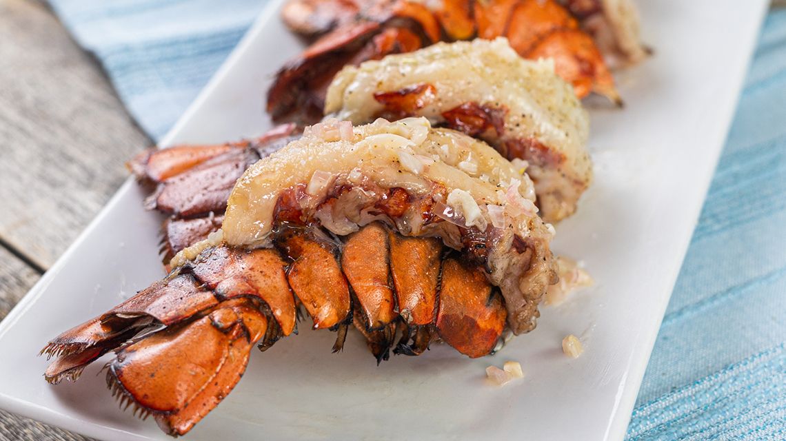 Grilled Lobster Tails with White Wine Butter Sauce