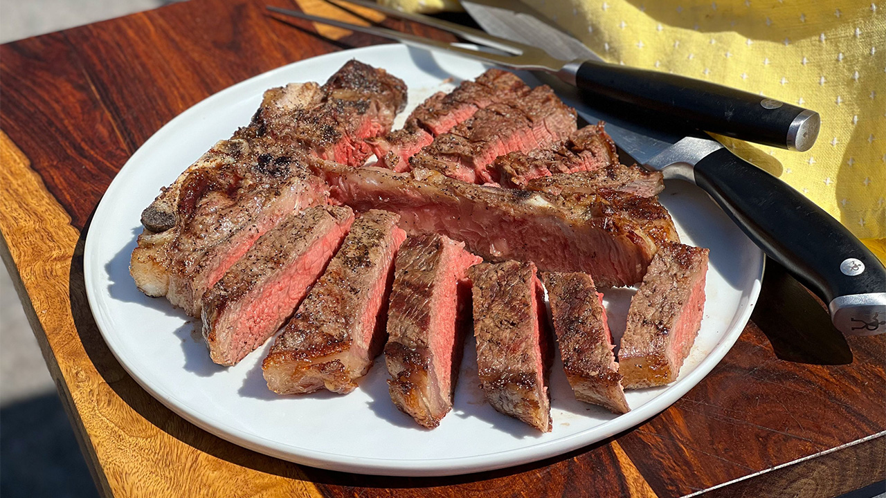 Grilled Porterhouse Steak with Garlic and Herb Rub