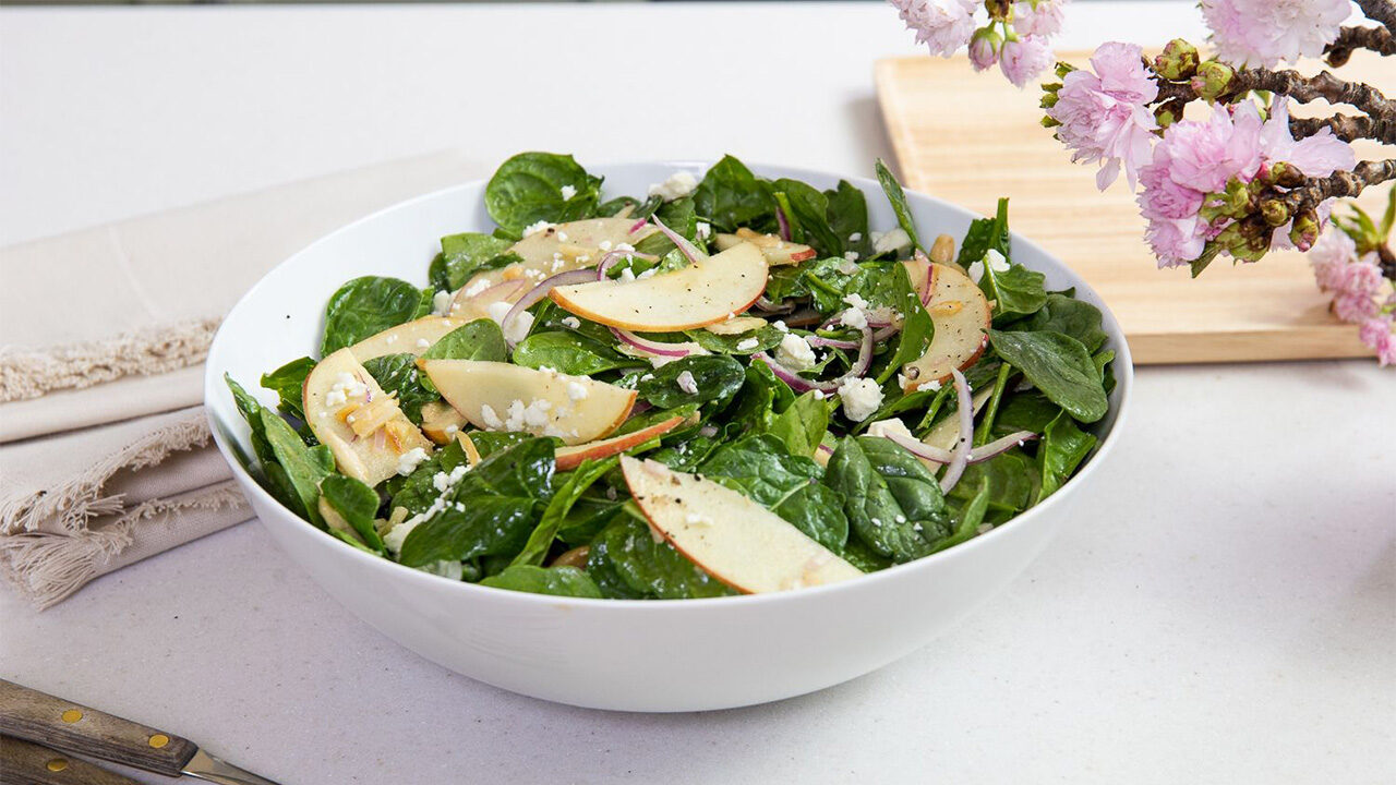 Spinach Salad with Creamy Feta and Mustard Vinaigrette Stew Leonards