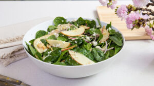 Spinach Salad with Creamy Feta and Mustard Vinaigrette