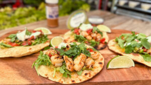 Grilled Shrimp Tacos with Guacamole and Pico de Gallo