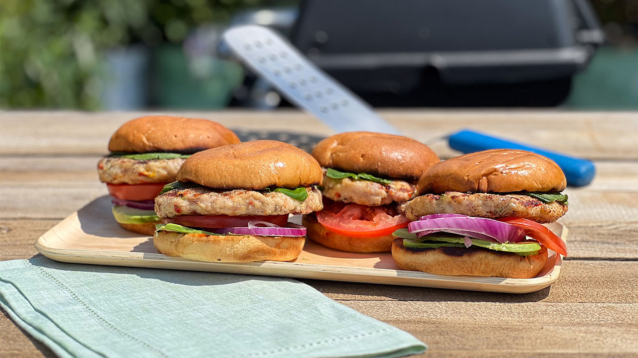 Grilled Sriracha Chicken Burgers