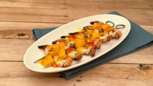 Grilled Shrimp Skewers with Mango Salsa