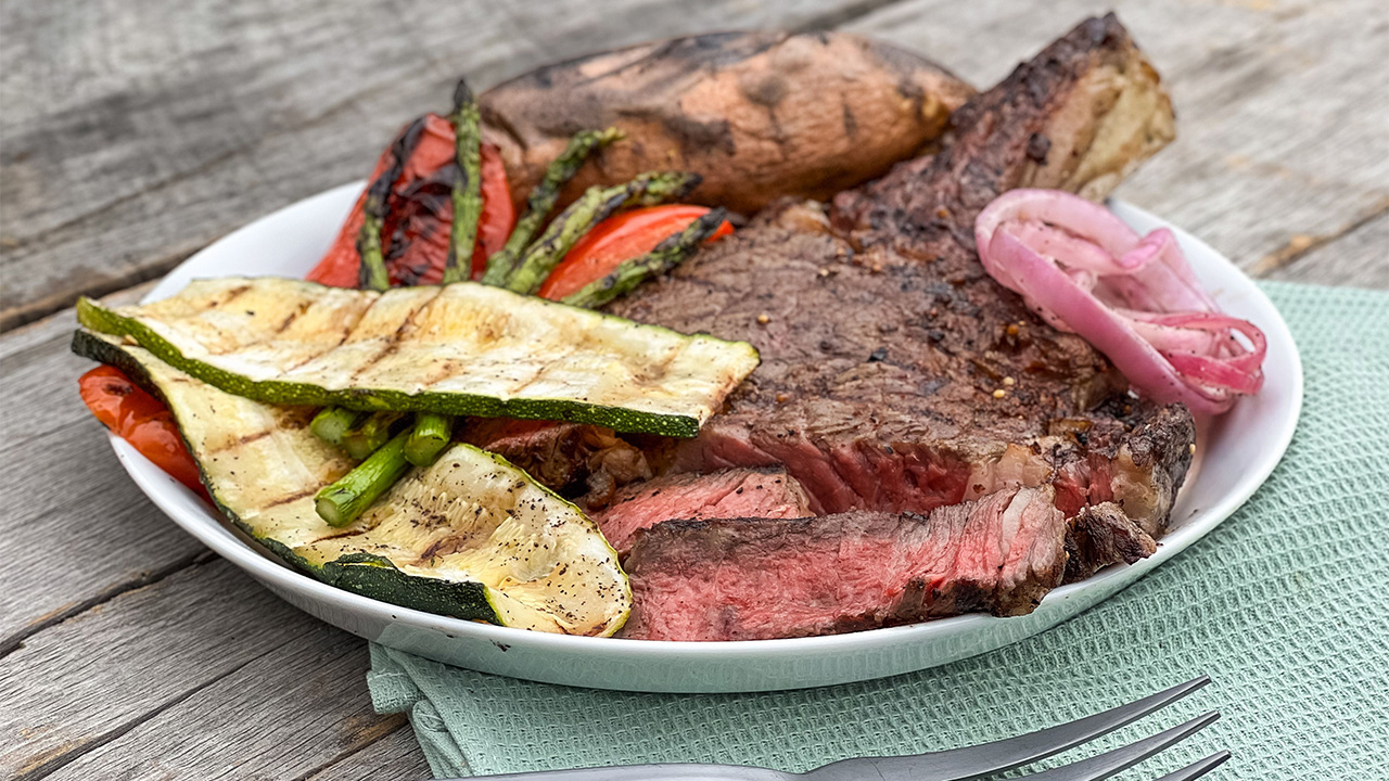 Ribeye Steaks with Grilled Vegetables