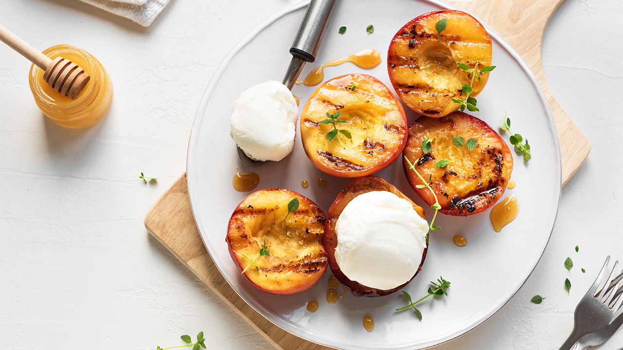 Blake's Grilled Peaches with Vanilla Ice Cream